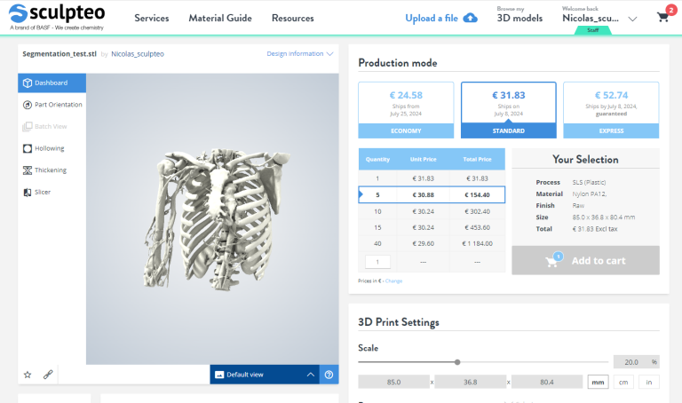 Anatomic scans to 3D file
